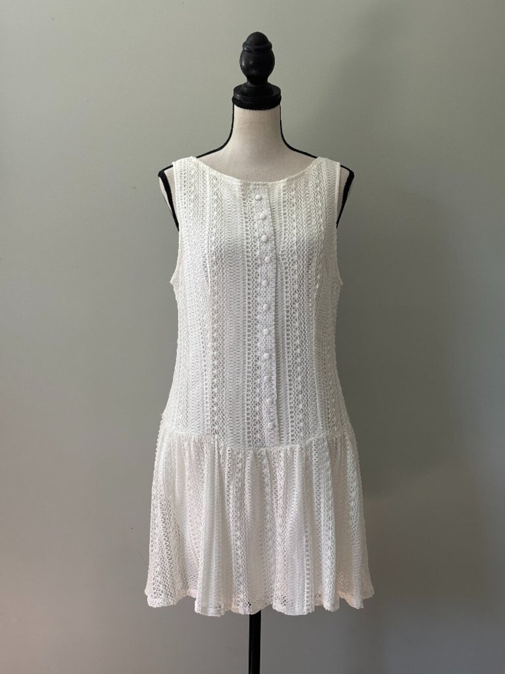 Boohoo Ivory Lace Button Down Mini Dress NWT Size 12